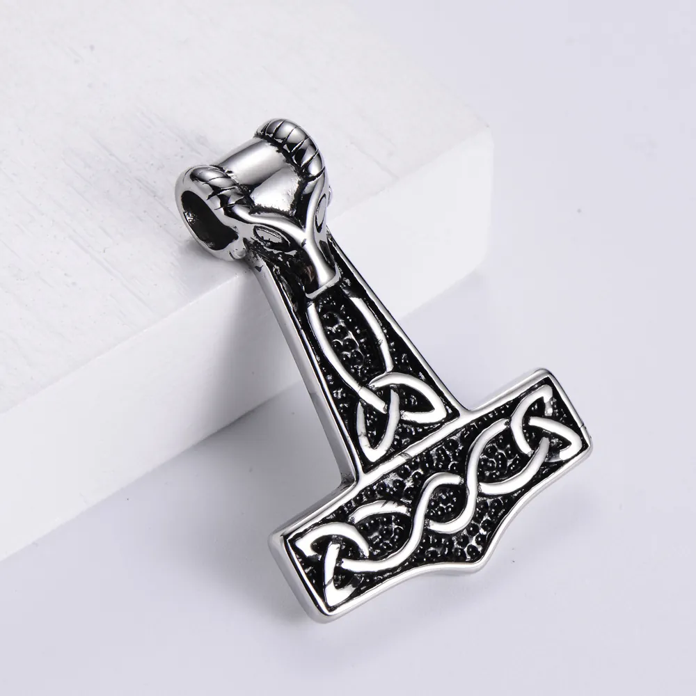 Mjolnir Thor's Hammer Pendant Necklace 304 Stainless Steel Viking Nordic Gothic Punk Style For Men