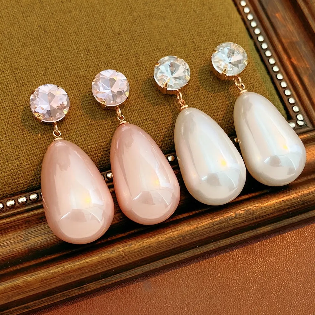 Boucles D'oreilles Pendantes Künstliche Perles Goutte Strass Vintage Élégant Bijoux De Fête Mariage Pour Femmes Avec Tige En Argent