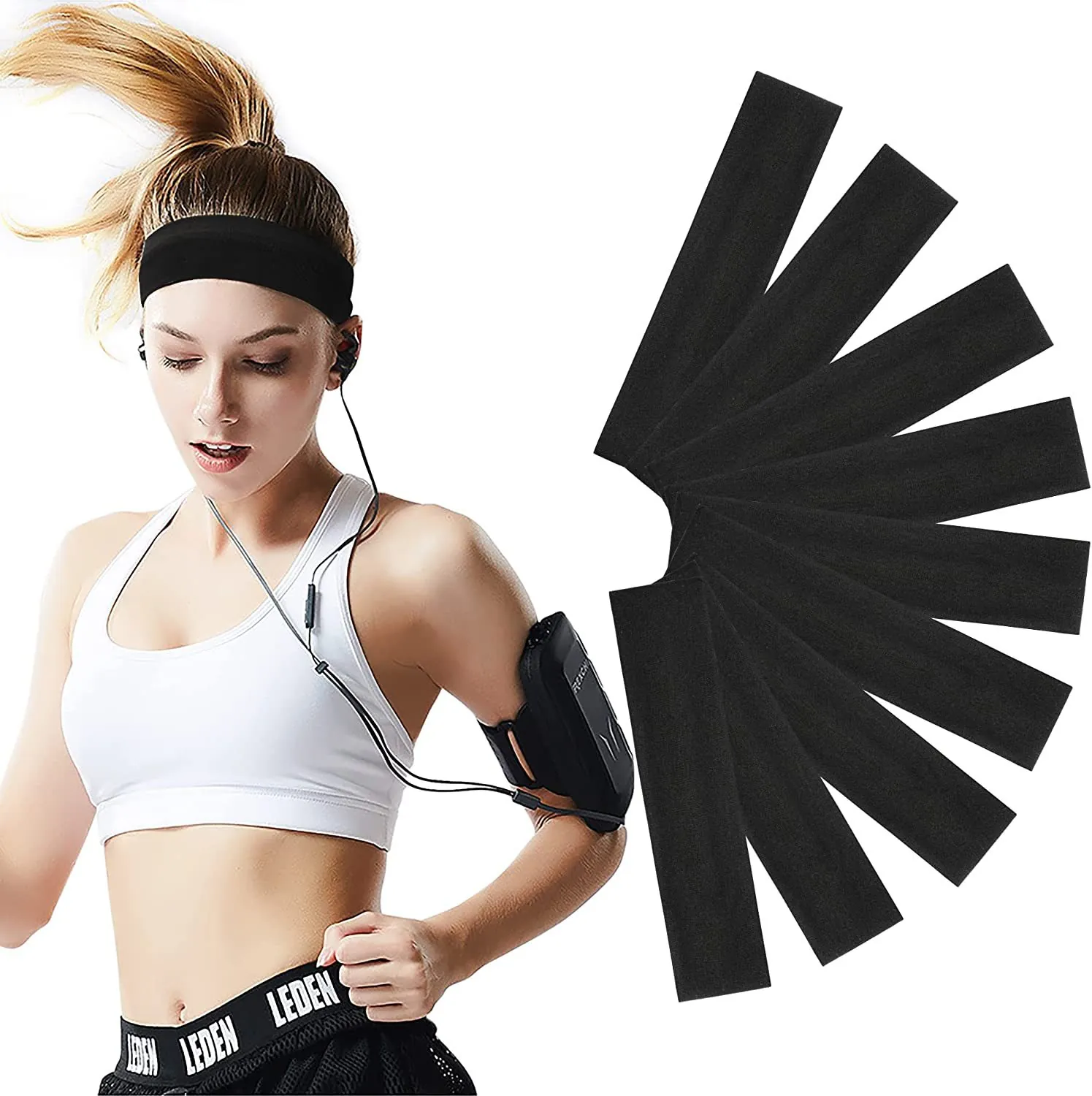 Solid Color Sports Cotton Headband Yoga Elastic Hair Band Sweat Absorbing Non-Slip Headwrap For Fitness Running Workout