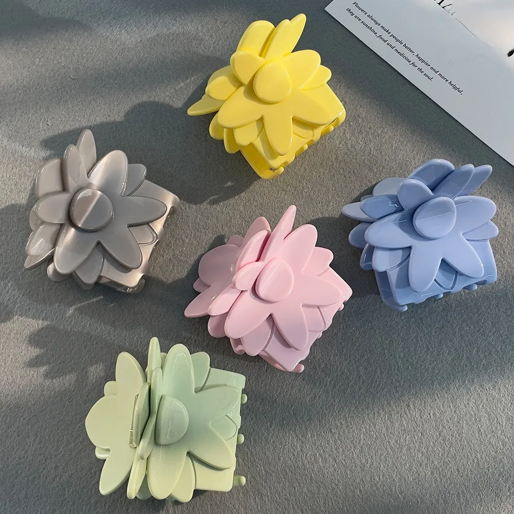 Flower Hair Claw Clip Frosted Cellulose Acetate Shark Clip Korean Style Sweet Elegant Hair Accessories For Women