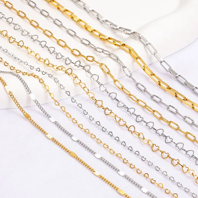 Stainless Steel Heart Shape Figure 8 Sunflower Long Link DIY Jewelry Making Chains Unfinished Necklace Bracelet Findings