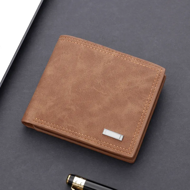 Herren Bifold Geldbörse PU Leder Viele Kartenfächer Vintage Professionelle Business Kurze Brieftasche Mit Reißverschlussfach