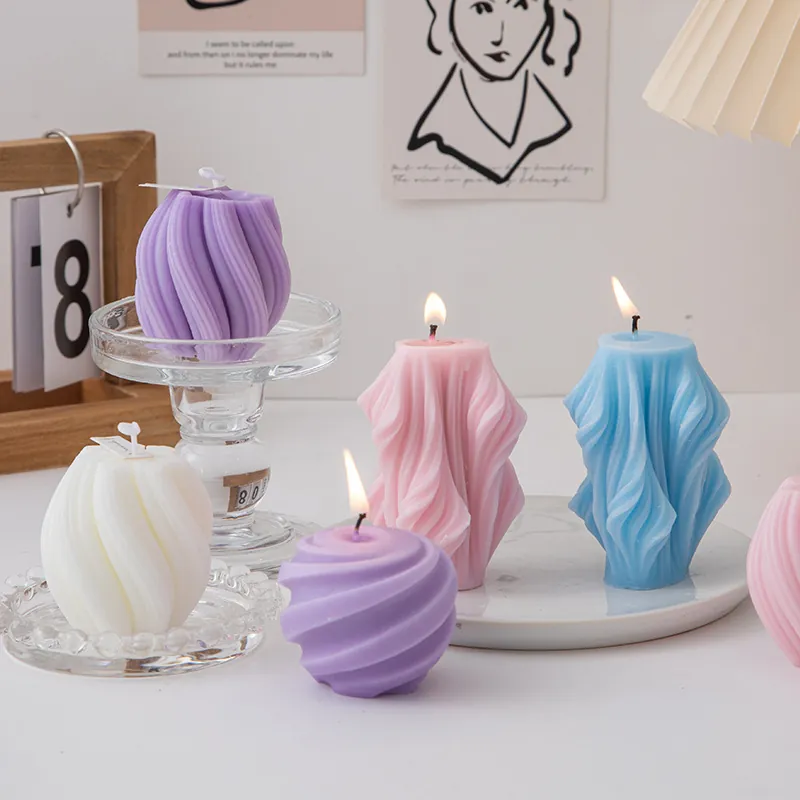 Geometric Spiral Scented Candles Aesthetic Nordic Style Paraffin Wax Home Decor Ornament Photography Props Handcrafted Gift