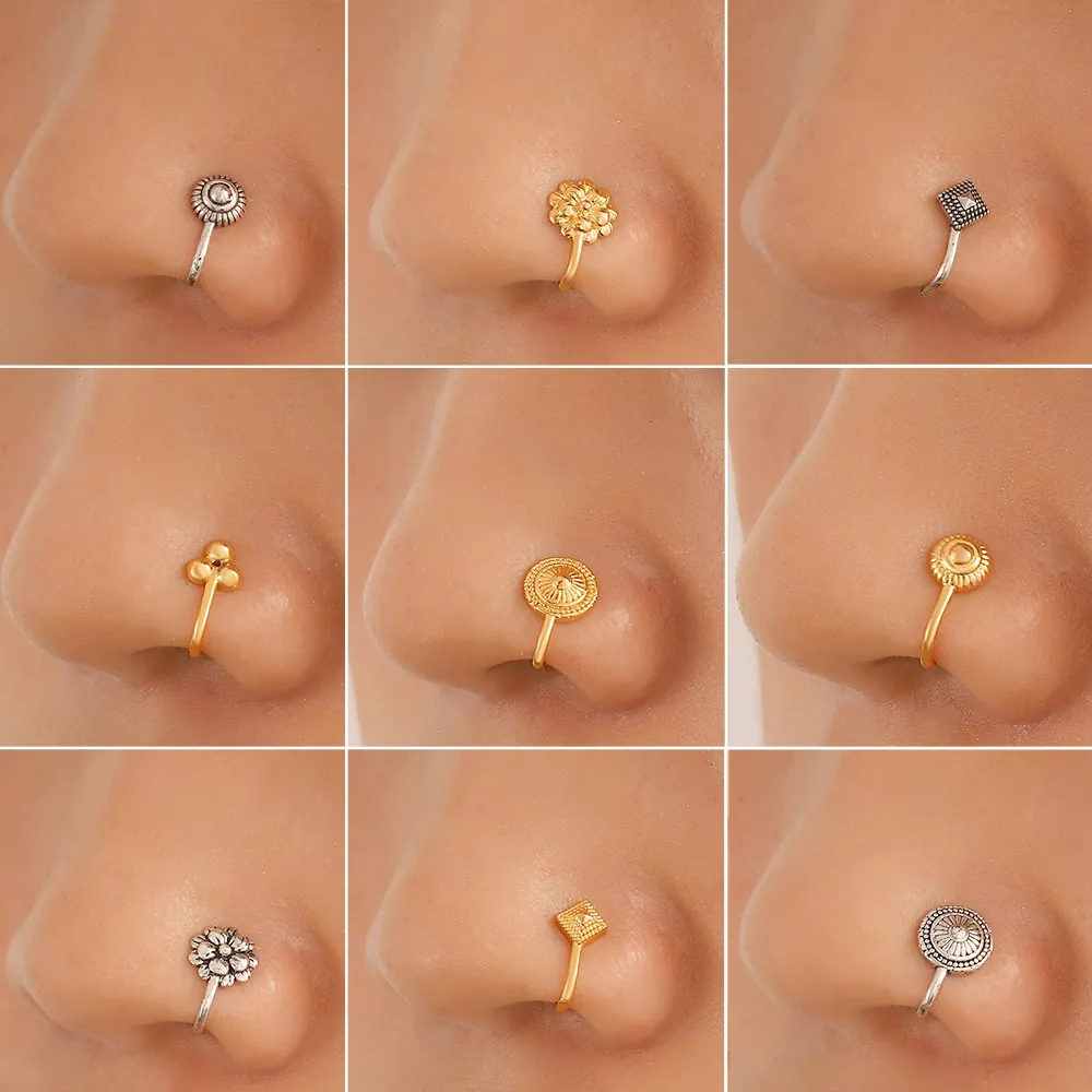 Manchette De Nez Non Percée En Cuivre Forme U Géométrique Fleur Faux Anneau De Nez Pour Femmes Bijoux De Mode