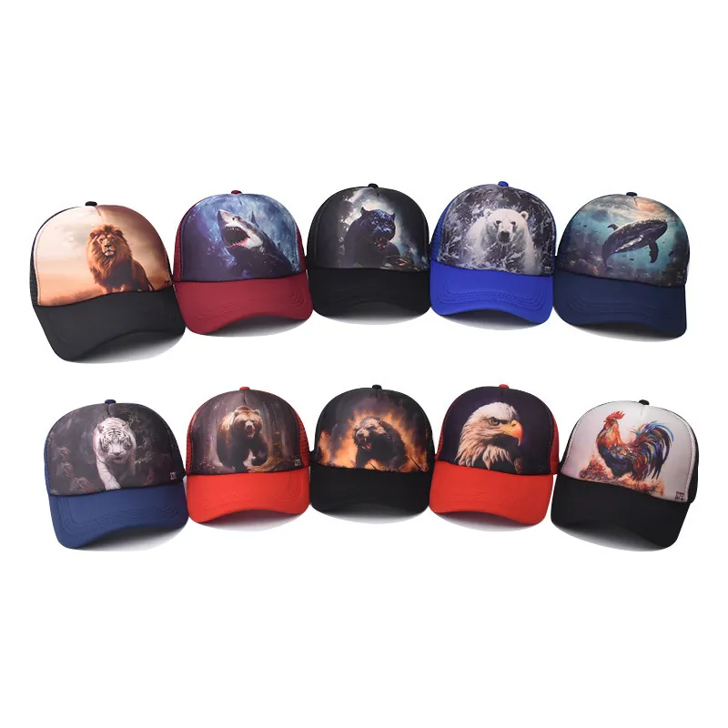 Gorra Trucker Estampado Animal Malla Béisbol Transpirable Protección Solar Outdoor Casual Snapback Hombres Mujeres
