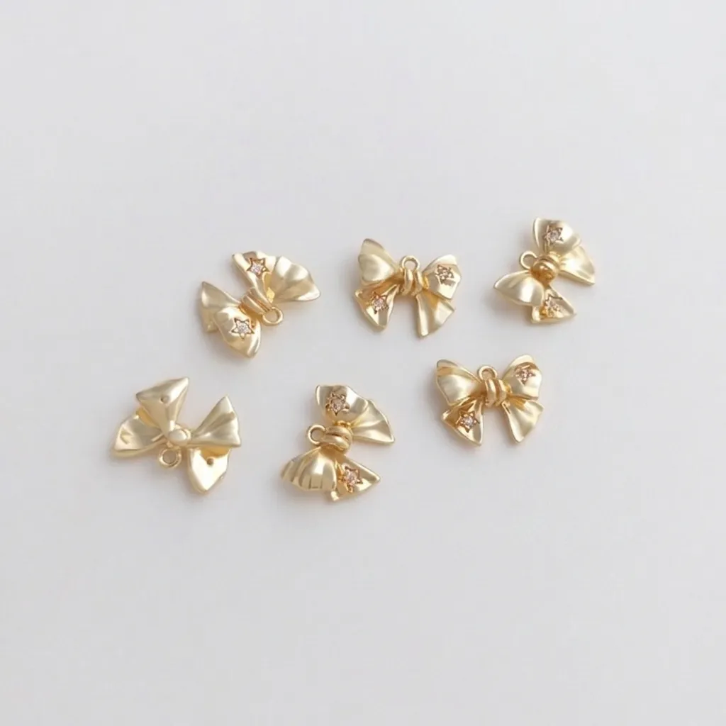 3D Bowknot Pendant Charm 14K Gold Plated Brass Cubic Zirconia DIY Handmade Jewelry Making Accessory For Earrings Bracelets