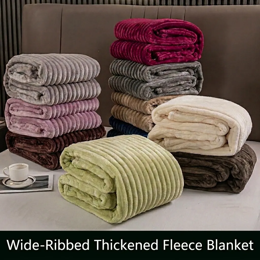 Coperta In Pile Spessorato Morbido Finta Pelliccia Di Coniglio Velluto Di Latte Caldo Accogliente Rigato Fantasia Nido Ape