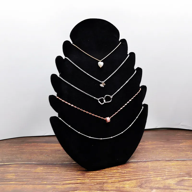Velvet Necklace Display Stand Flame Shaped Jewelry Organizer Portrait Bust Board For Pendants Chains