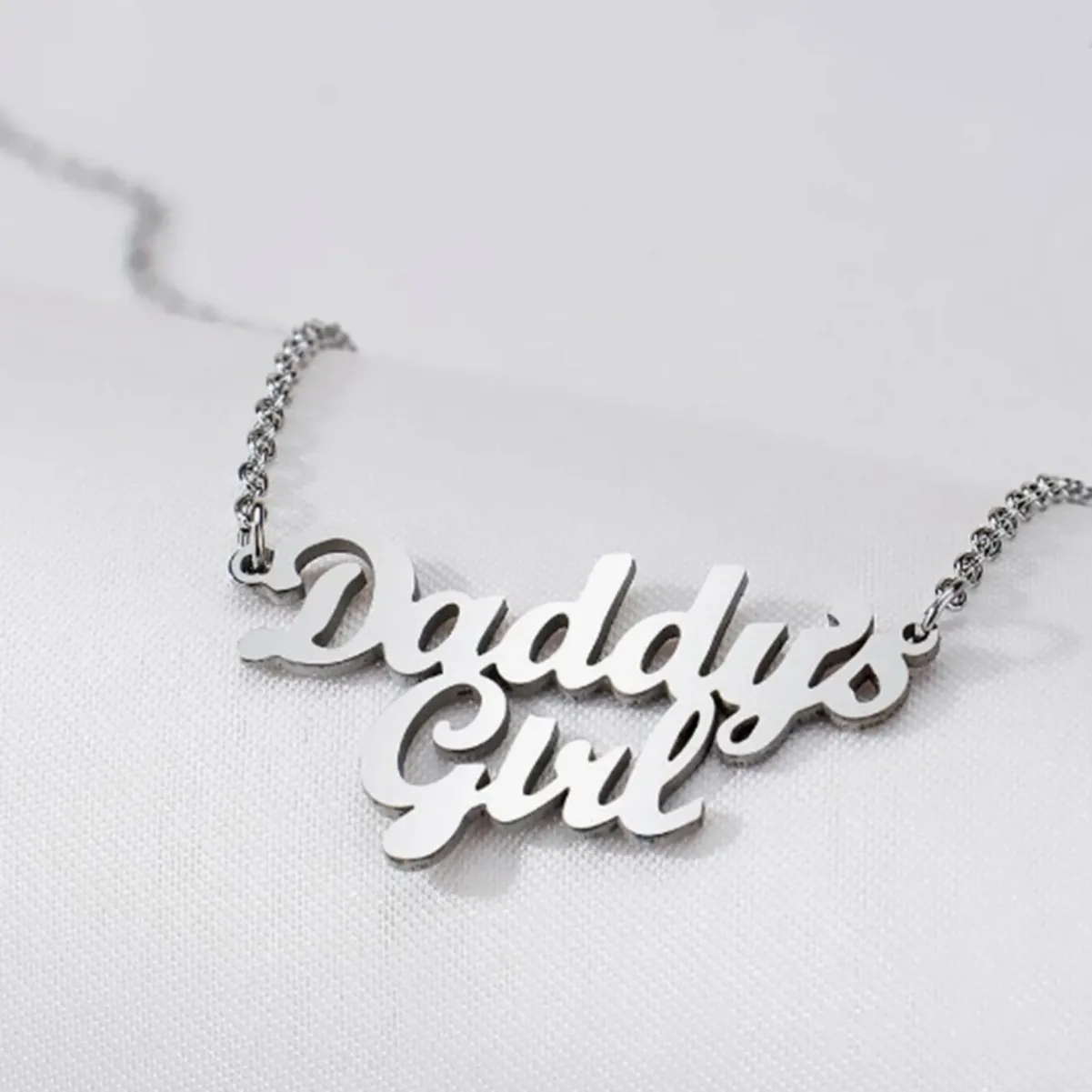 Daddy's Girl Letter Pendant Necklace Stainless Steel Silver Tone Personalized Artistic Jewelry For Daughter