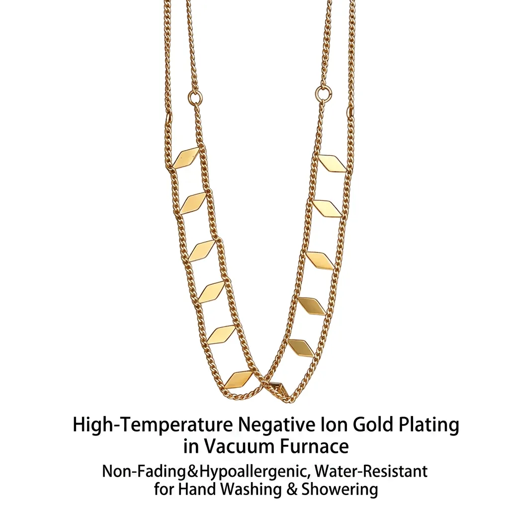 Double Layer Necklace For Women Stainless Steel 18K Gold Plated Rhombus Sequin Geometric Choker Vintage Waterproof