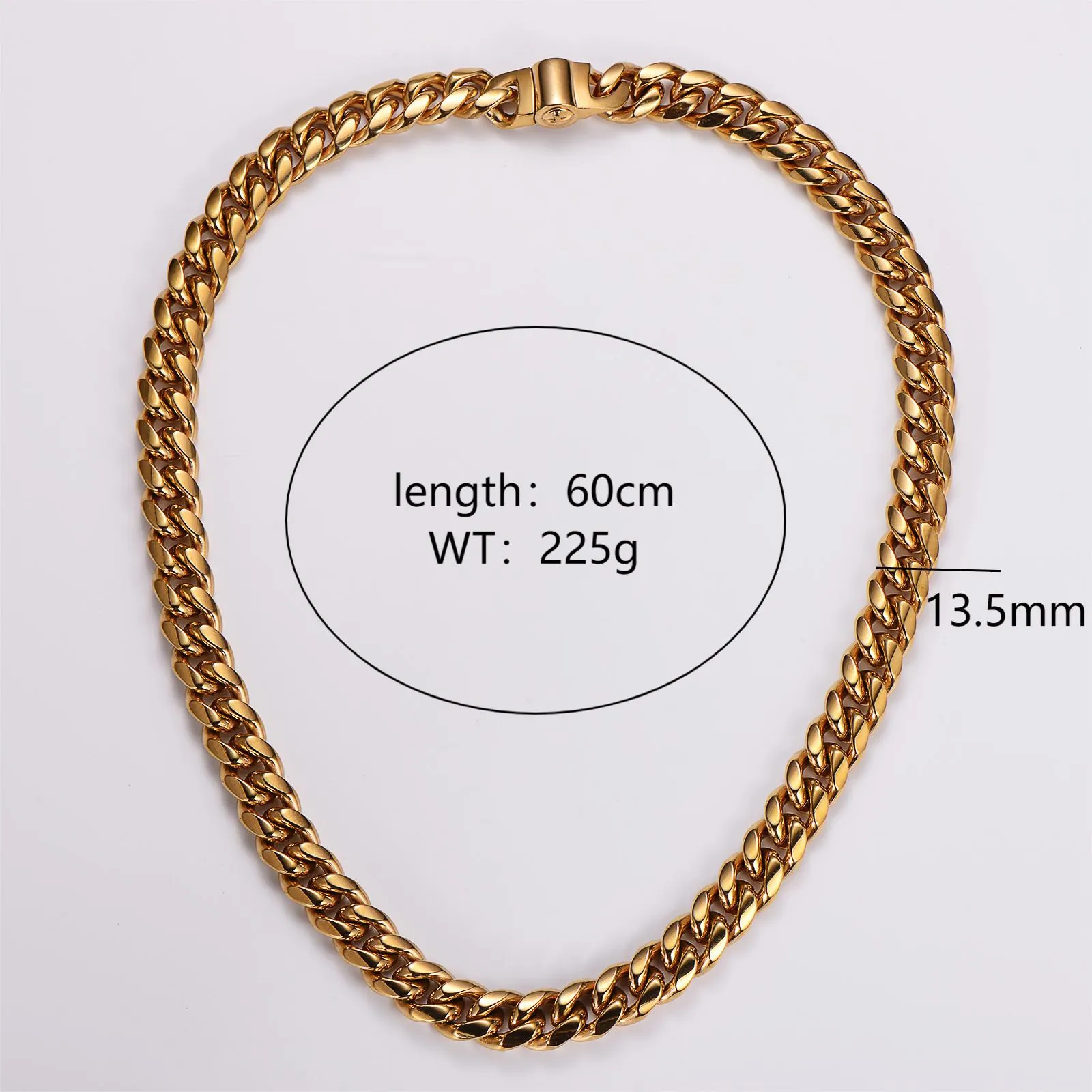 Cuban Link Chain Necklace 316L Stainless Steel 18K Gold Plated Heavy Polished Bold Hip Hop Punk Men Jewelry