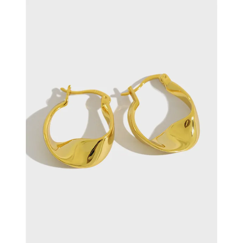 Minimalisti Orecchini a Cerchio Torsione in Argento Sterling S925 Per Donna Orecchini Geometrici a Onda Irregolare Regalo Gioielli Personalizzati