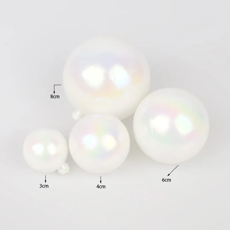 Palline Di Natale Bianche Iridescenti Ornamenti In Plastica Perla Artificialta Da Appendere Per Decorazione Albero Di Festa