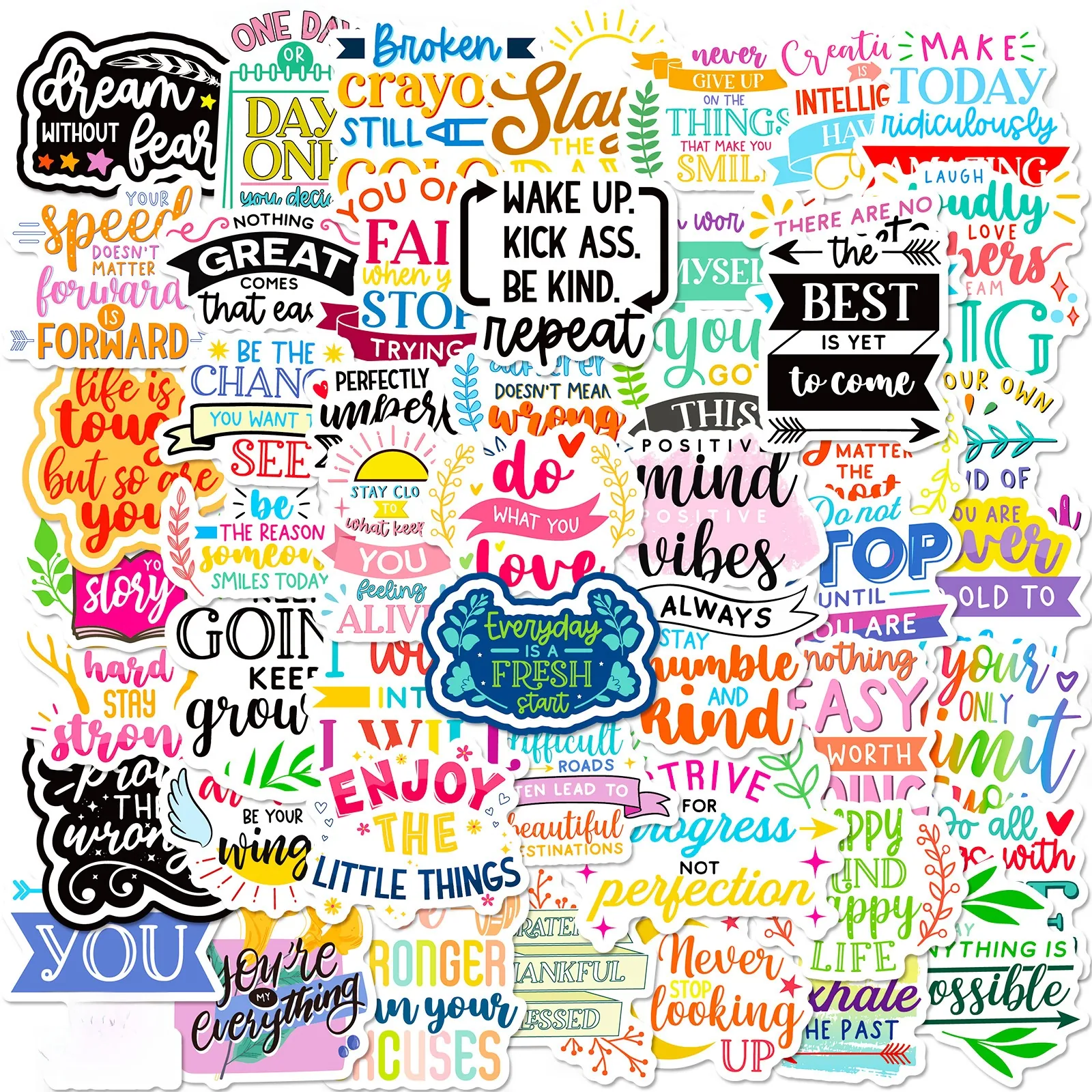 Inspirational Quotes Stickers Waterproof PVC Motivational Sentences For Laptop Water Bottle Scrapbook Journal DIY Decals
