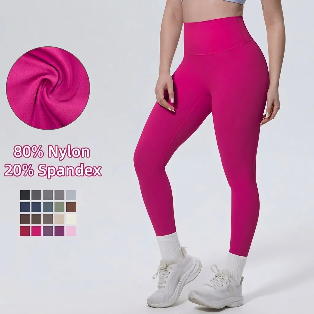 Damen Yoga Leggings Hohe Taille Bauchkontrolle Po Lifting Naked Feel Laufen Sporthose Nylon Elasthan Fitness Atmungsaktiv