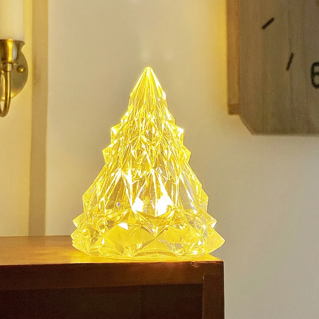 Iceberg Night Light Transparent Crystal Texture Warm Yellow LED Desktop Atmosphere Lamp For Bedroom Bedside Decor Gift