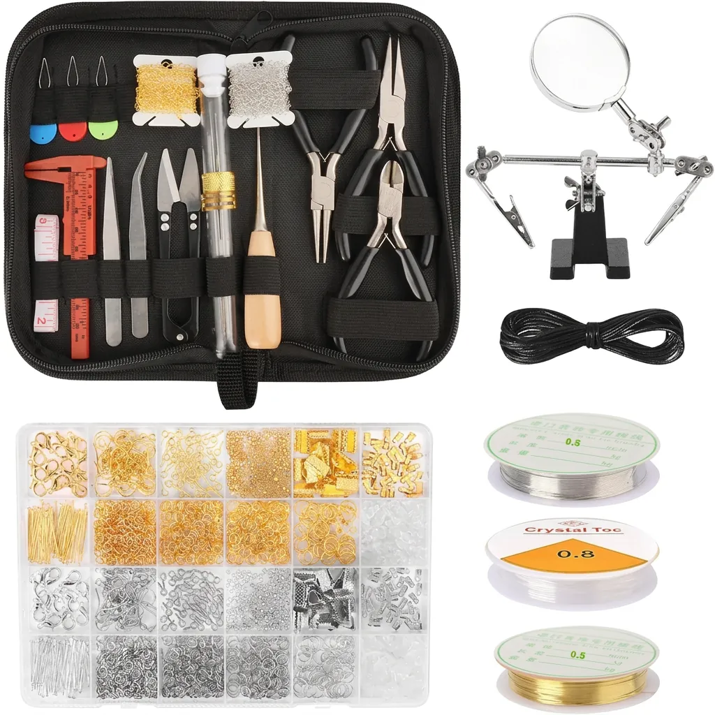 Jewelry Making Tools DIY Beading Supplies Including Pliers Copper Wires Findings For Jewelry Crafting Repair Beginners