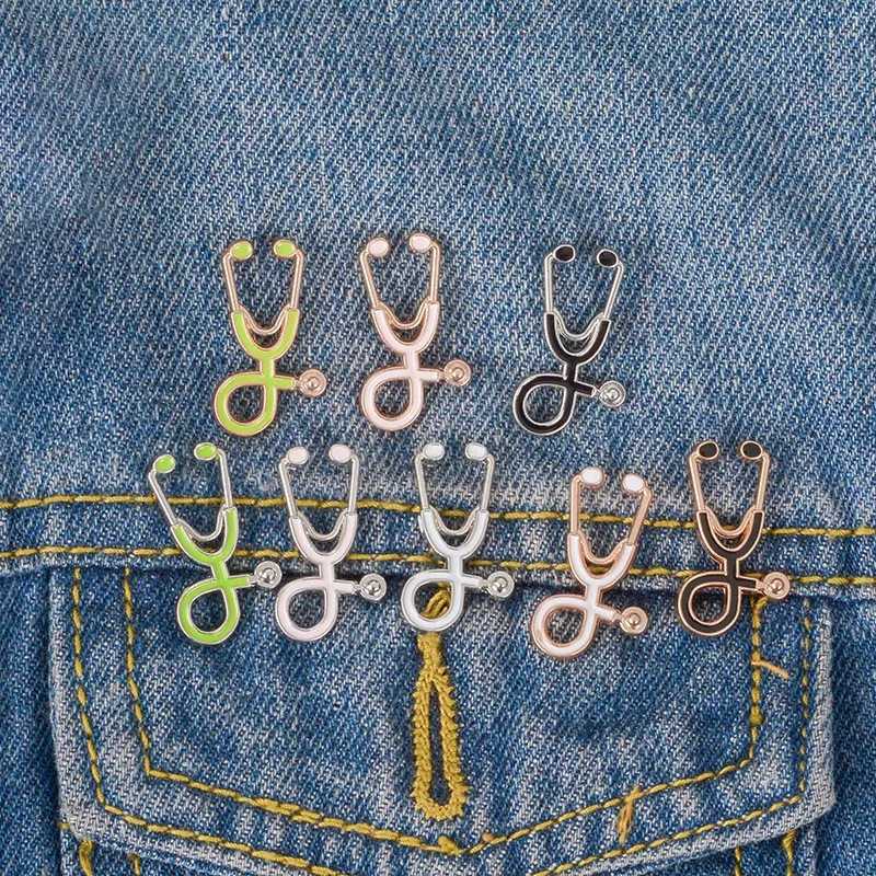 Creative Stethoscope Brooch Enamel Alloy Lapel Pin Medical Jewelry For Doctors Nurses Students Professional Gift