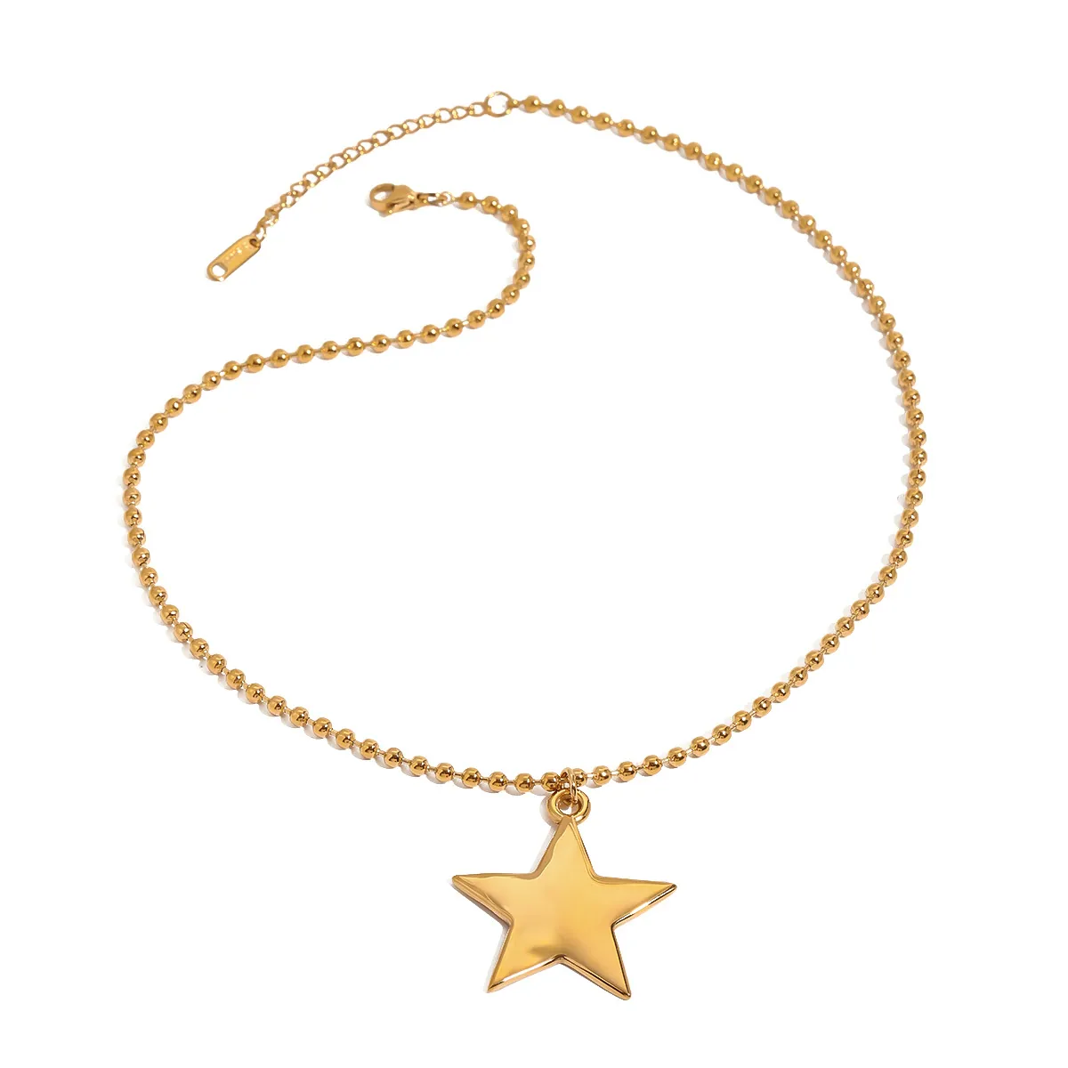 Collier Pendentif Étoile en Acier Inoxydable Plaqué Or 18K pour Femme Chaîne à Billes Minimaliste Bijoux de Mode Cadeau