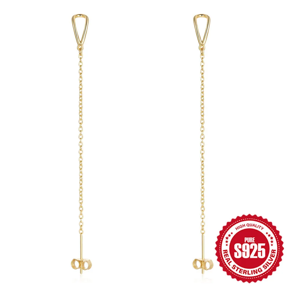 925 Sterling Silver Earrings Long Tassel Ear Thread Water Drop Minimalist Jewelry Women Dangle