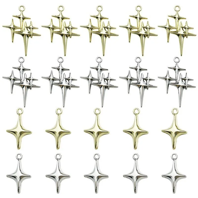 Vierzackige Sternanhänger Zinklegierung Nordstern Pendants Für DIY Schmuckherstellung Halsketten Armbänder Kreuzform