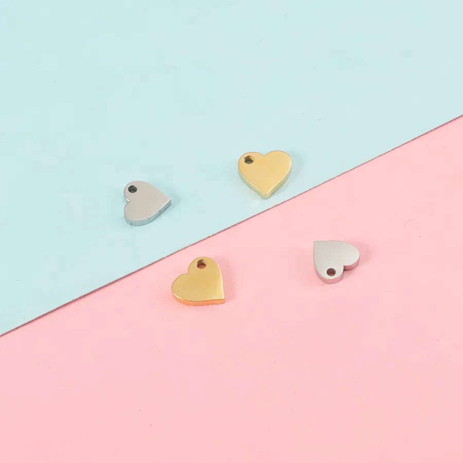 Hart Bedels Hangers 304 Roestvrij Staal Met Gat DIY Sieraden Maken Handgemaakte Ketting Accessoire Gepolijst Goud Staal