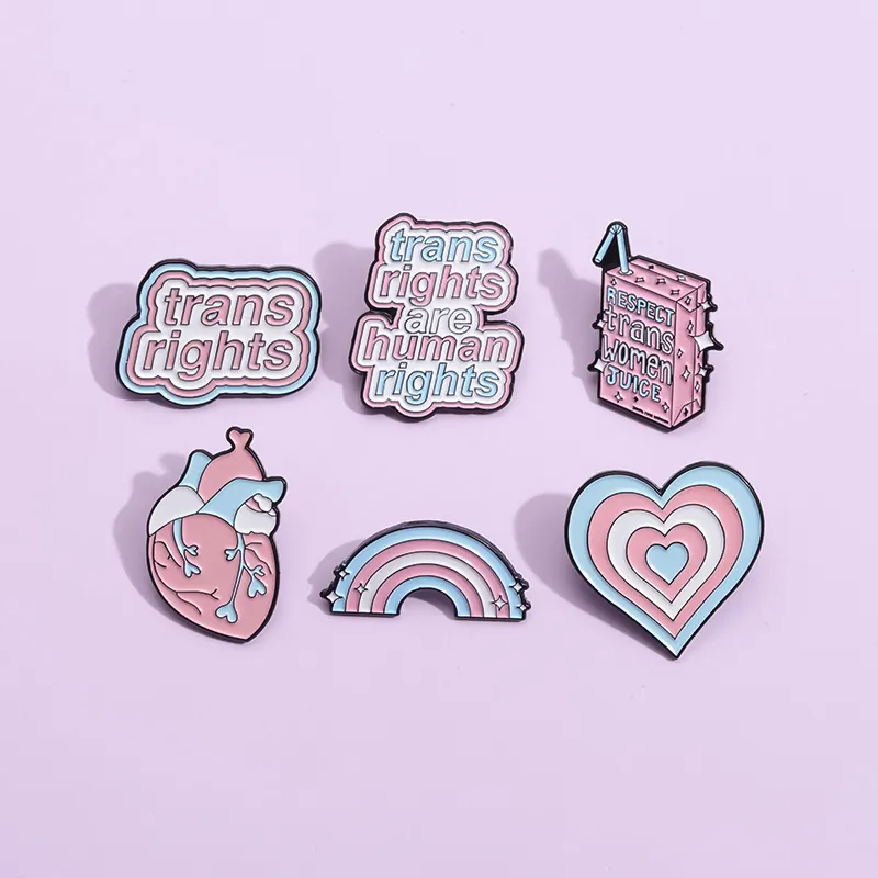 Transgender Pride Enamel Pin Alloy Brooch Heart Rainbow Juice Box Anatomy Heart Badge Jewelry Gift For Women Men