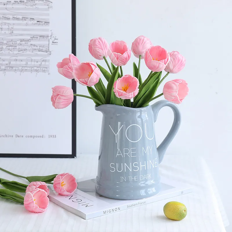 Artificial Tulip Flowers Real Touch PU Fake Flower Bouquet For Home Wedding Decoration Lifelike Floral Arrangement