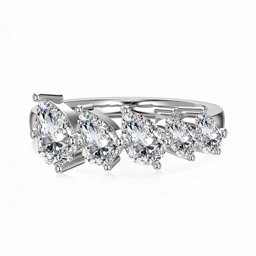 925 Sterling Silver Pear Shaped Zirconia Ring For Women Elegant Gold Silver Plated Inlaid Pave Waterdrop Fashion Jewelry
