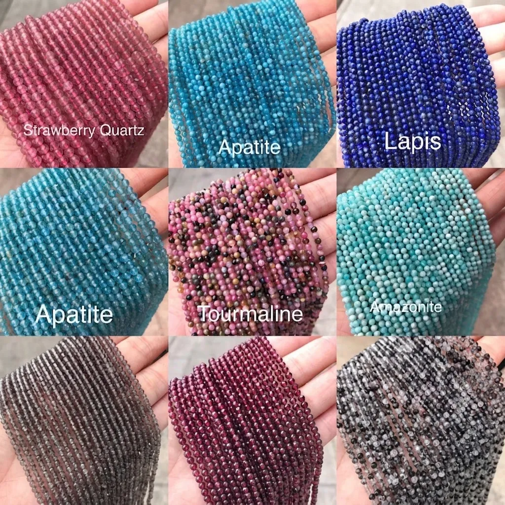 Faceted Natural Gemstone Beads Small Round Spacer Loose Beads For DIY Jewelry Making Bracelet Necklace Crafts Accessory