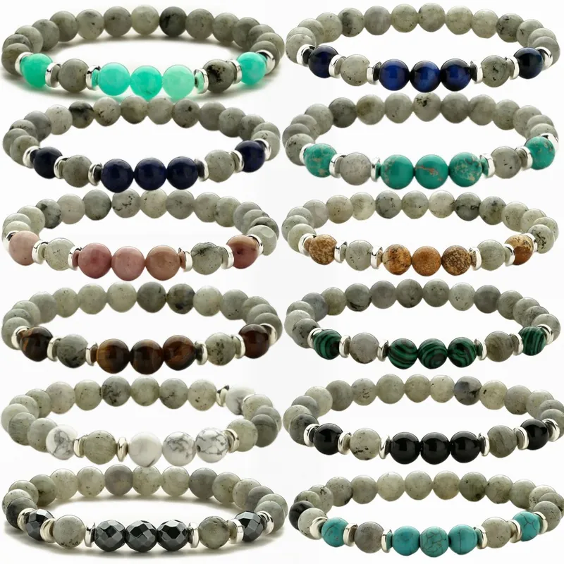 Naturstein Perlenarmband Elastisch Tigerauge Achat Türkis Heilung Schmuck Für Herren Damen Handgefertigt Yoga Stil