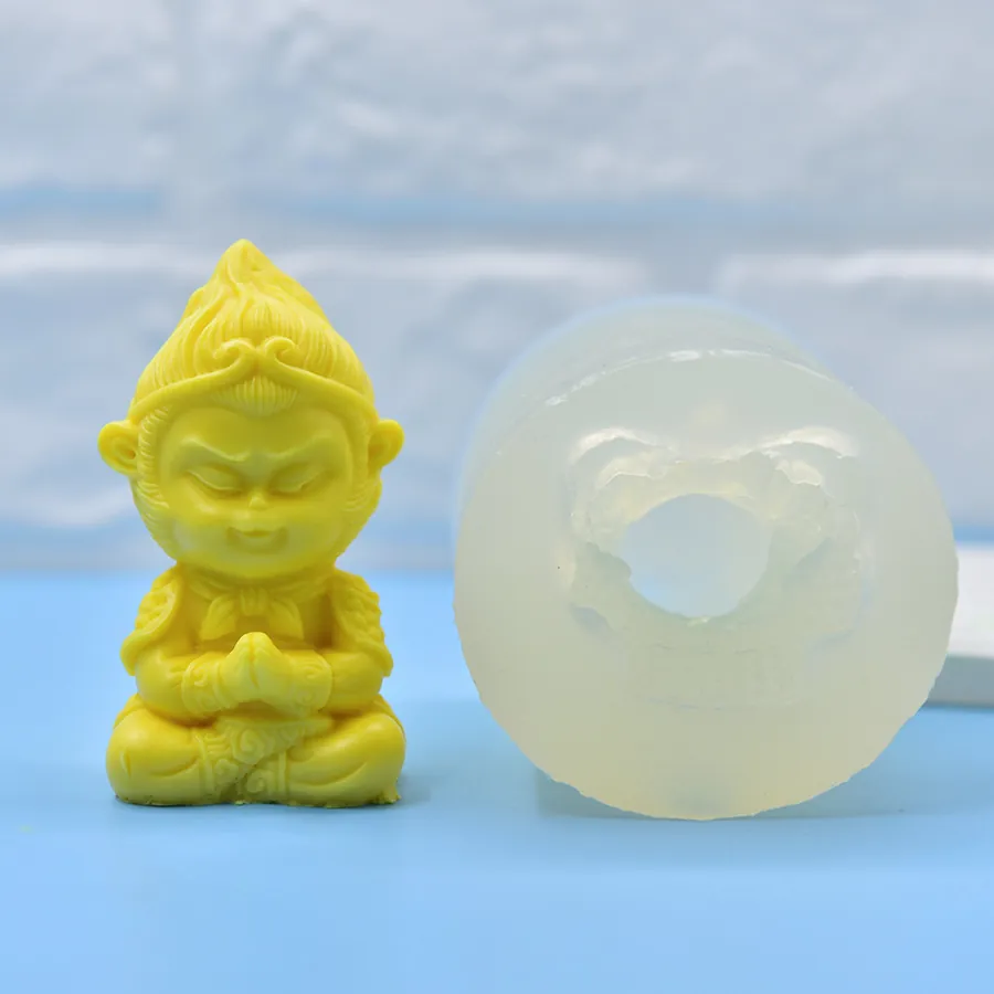 Monkey Shape Silicone Mold For DIY Handmade Candle Soap Resin Craft Zen Meditation Design Flexible Reusable Baking Tool