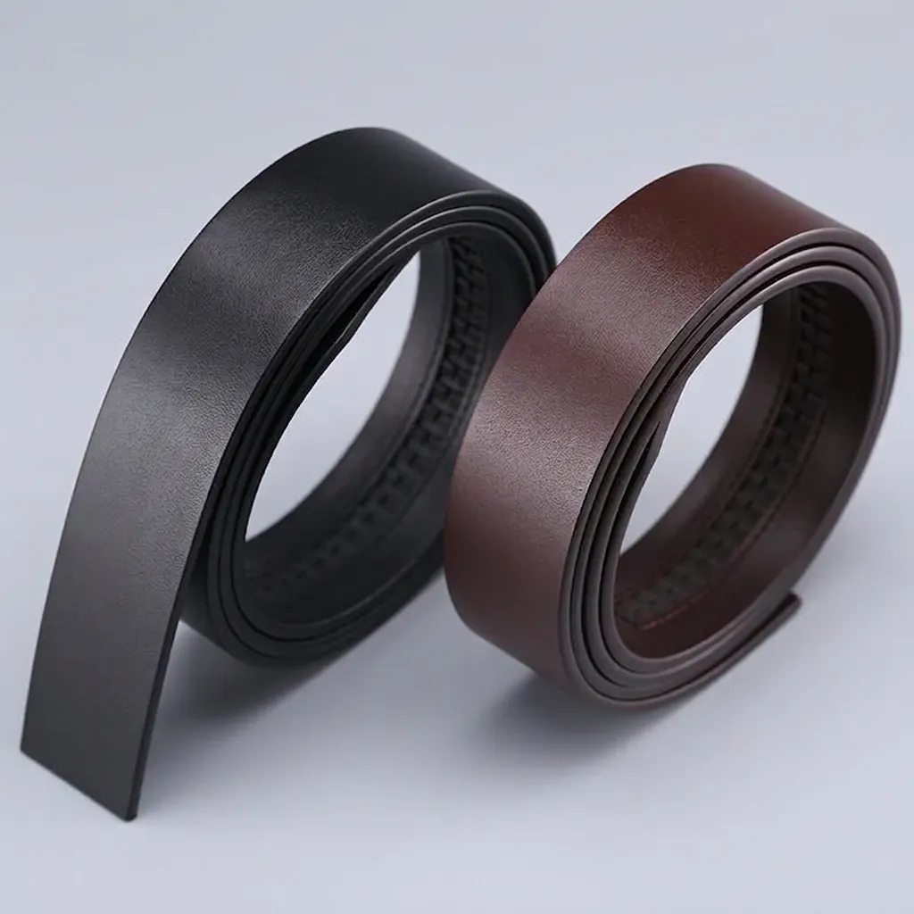 Men Leather Belt Strap Top Layer Cowhide Without Buckle Automatic Slide Replacement Belt Body Durable Solid Texture