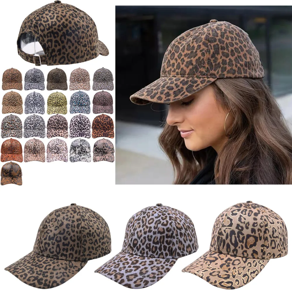 Leopard Print Cotton Baseball Cap Sun Protection Outdoor Adjustable Streetwear Fashion Animal Pattern Hat For Women Men