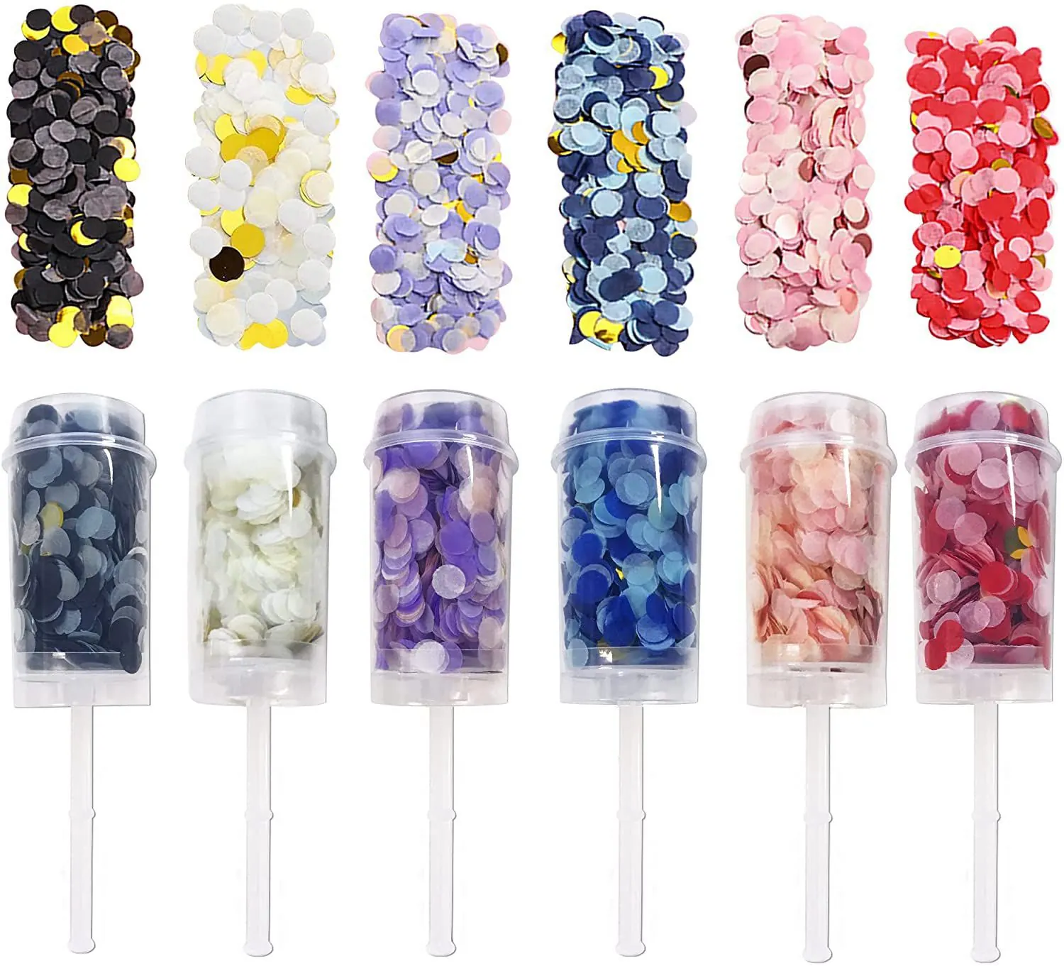 Manual Push Pop Confetti Popper Plastic Round Paper Foil For Wedding Birthday Party Celebration Event Decoration