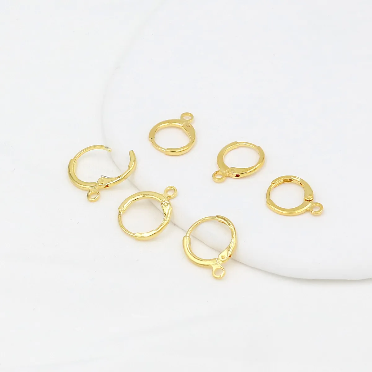Round Lever Back Earring Hoops With Hanging Ring 18K Gold Plated Copper DIY Jewelry Findings Smooth Loop Buckles