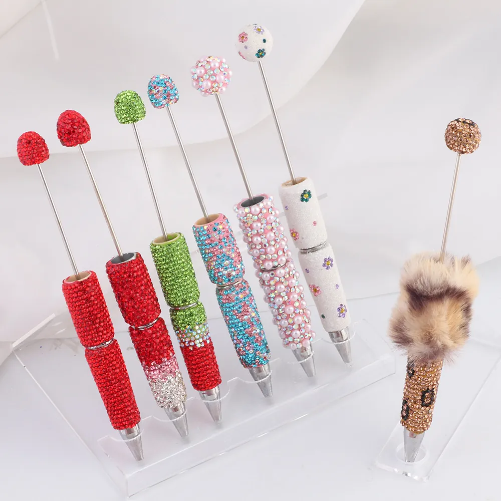 Penna A Sfera Con Perline Fatta A Mano Strass Perla Artificial Sintetica Metallo Strumento Scrittura Decorativo Regalo