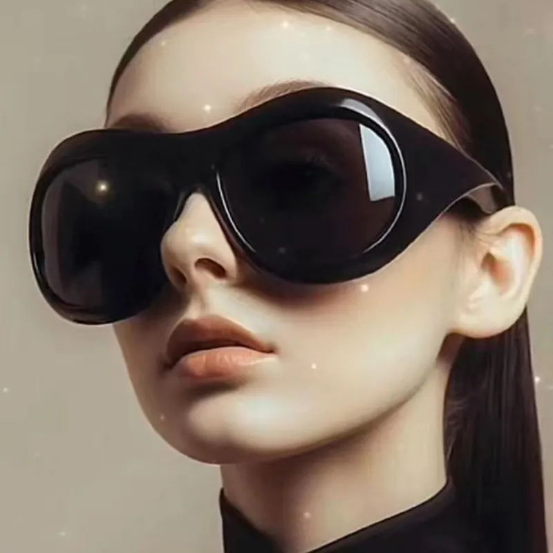 Y2K Futuristic Oversized Sunglasses For Women Men PC Frame AC Lens UV400 Protection Cycling Sports Cyberpunk Retro Fashion