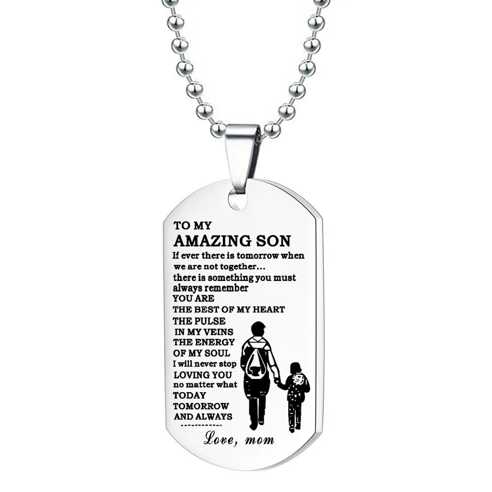 Inspirational Dog Tag Necklace And Keychain Stainless Steel Engraved Quote Pendant Gift For Son Daughter From Mom Dad