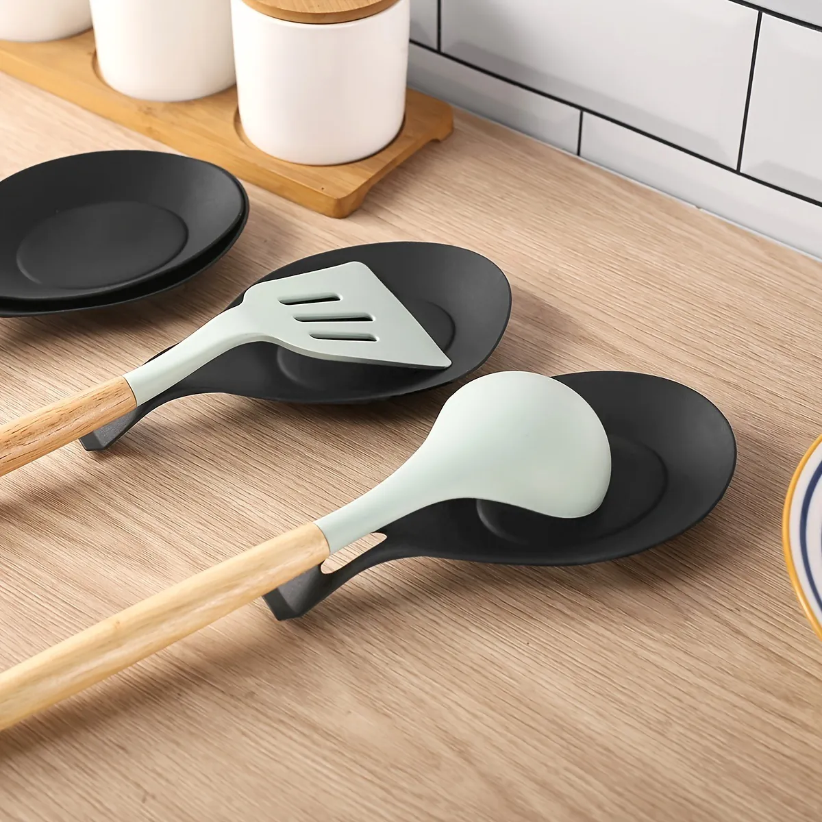 Silicone Spoon Rest Heat Resistant Ladle Holder For Kitchen Countertop Cooking Utensil Pad Easy Clean Non Slip Hanging Hole