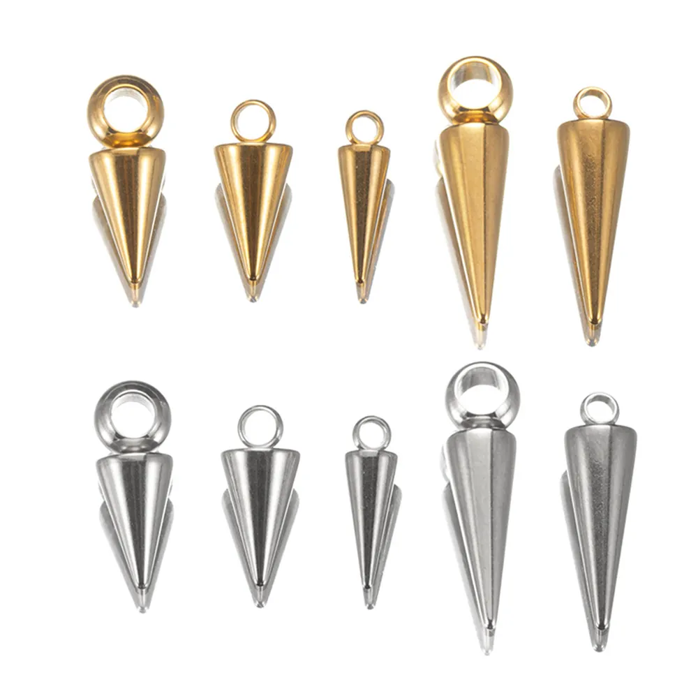 Pendentifs Coniques Minimalistes Charms En Cône Acier Inoxydable DIY Fabrication De Bijoux Boucles Oreilles Métal Poli