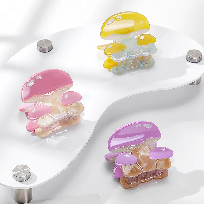 Mushroom Hair Claw Clip Cute Glossy Acetate Hair Clamps Shark Clip For Hair Styling Women Girls Botanical Accessories