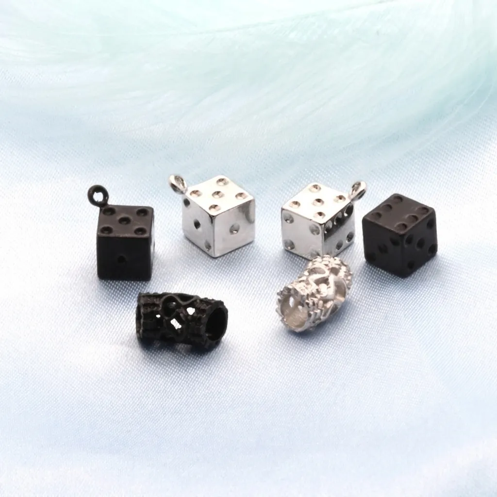 Zinc Alloy DIY Jewelry Making Charms Vintage Dice Shape Hollow Dragon Pattern Spacer Beads Pendant Accessories