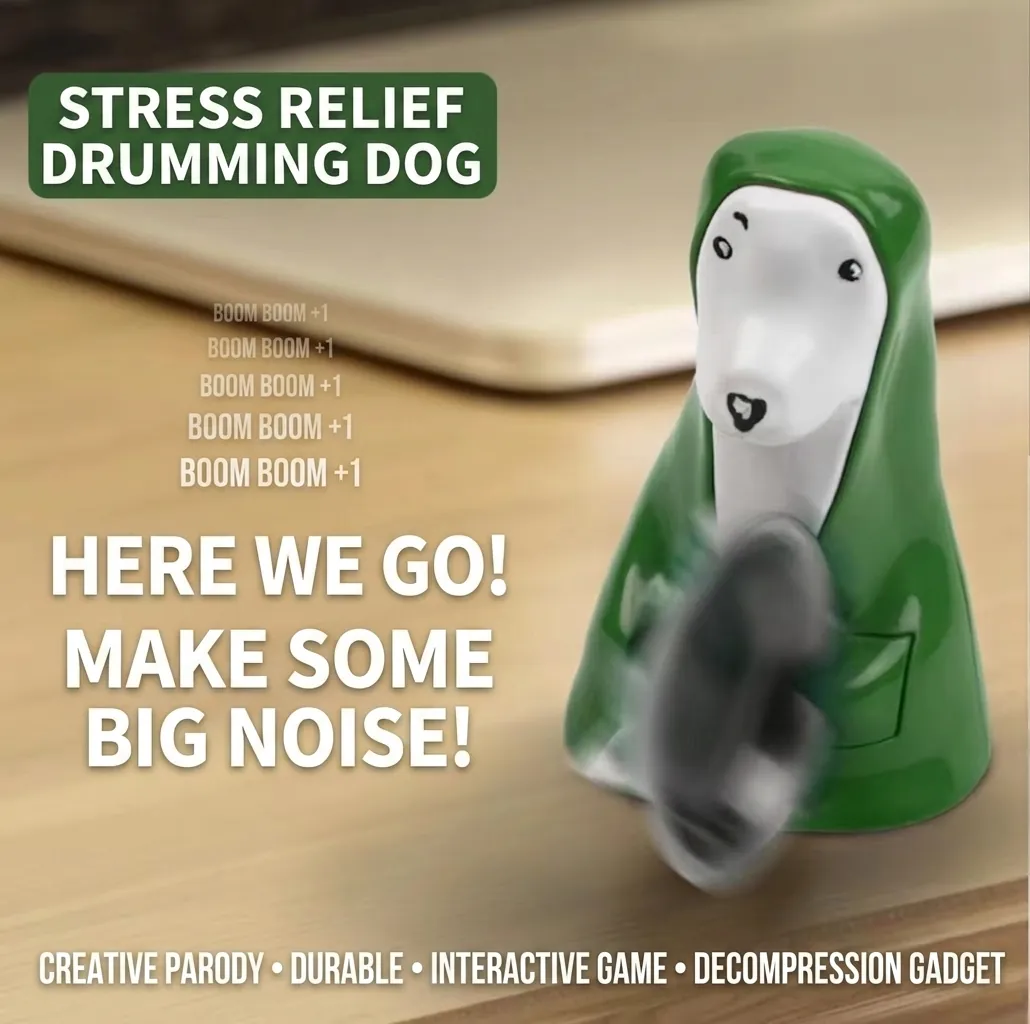 Hond Klopt Pot Speelgoed Stressverlichting Bureau Ornament Mechanische Handtrekker Cartoon Groen ABS Plastic Metaal Leuk Cadeau