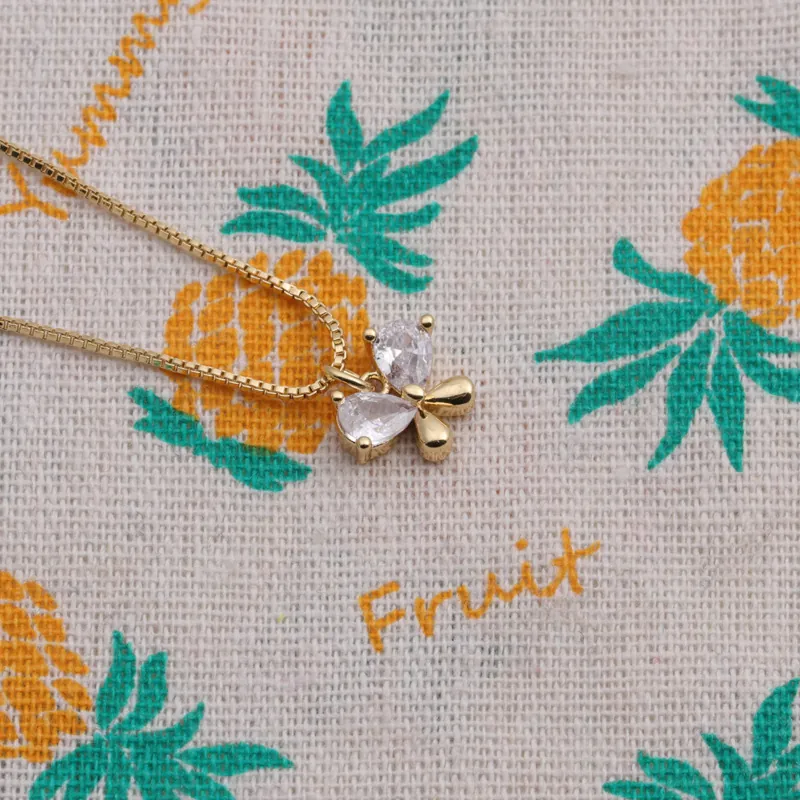 Collana Con Pendente A Farfalla Rame Con Zirconi Chiari Catena Box Semplici Gioielli Di Moda Per Donna Regalo Elegante