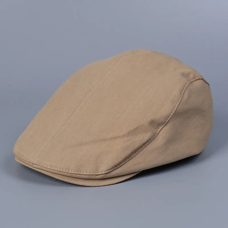 Classic Cotton Flat Cap Adjustable Breathable Solid Color Retro Ivy Newsboy Hat For Men Women Casual