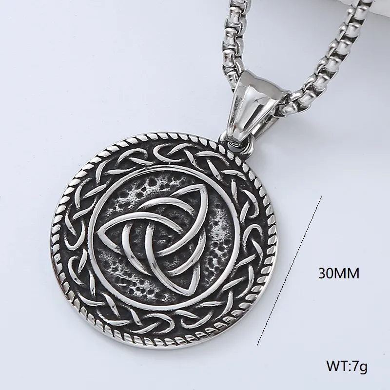 Nordic Viking Pendant Necklace Stainless Steel Retro Gothic Punk Amulet For Men Jewelry Gift