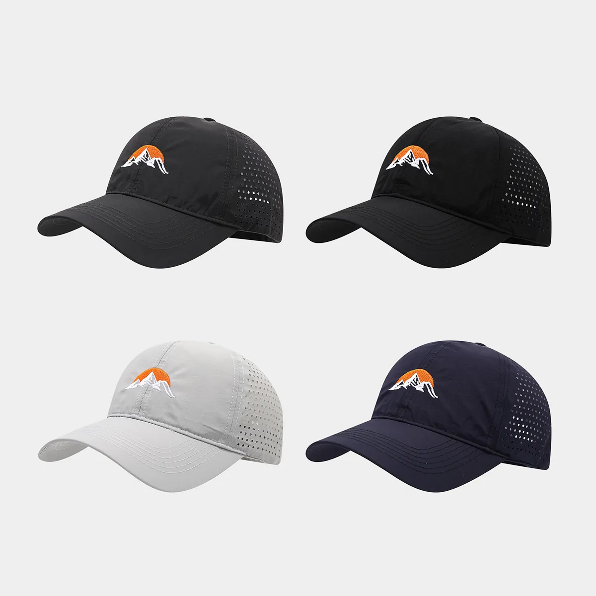 Baseball Cap Quick Dry Breathable Polyester Laser Perforated Mountain Embroidery Outdoor Sun Hat For Men Women