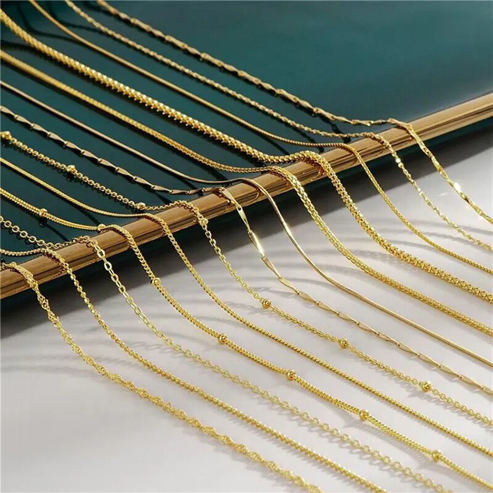 Stainless Steel Necklace Chain For Men Women Clavicle Plain Minimalist Link Choker Jewelry DIY Accessory
