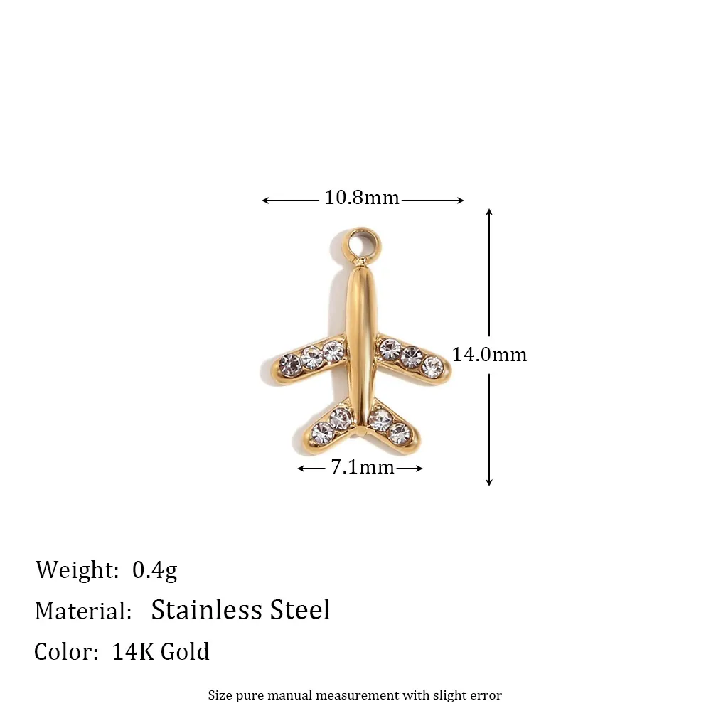 Stainless Steel Charms Pendants 14K Gold Plated Zircon Rhinestone Inlay Heart Geometric Shapes DIY Jewelry Making Accessories